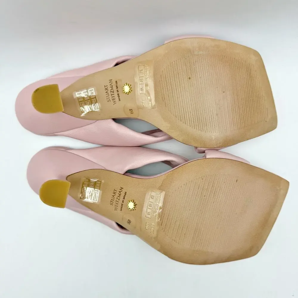 Stuart Weitzman Womens Playa 75 Knot Sandals US 6 M EU 36.5 Pink Leather EUC